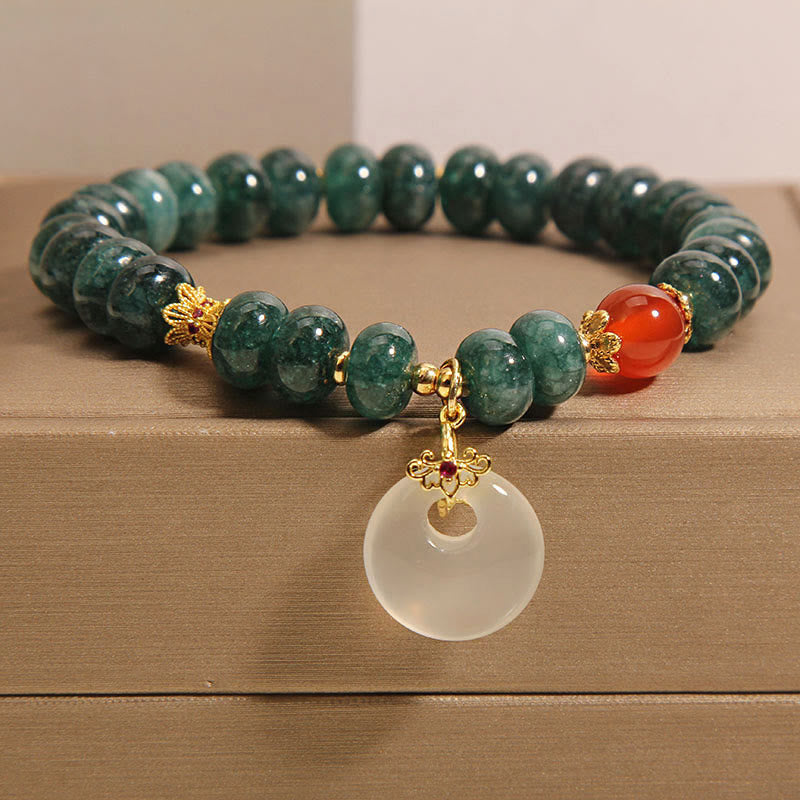 Blue Jade Beads Peace Buckle Prosperity Bracelet