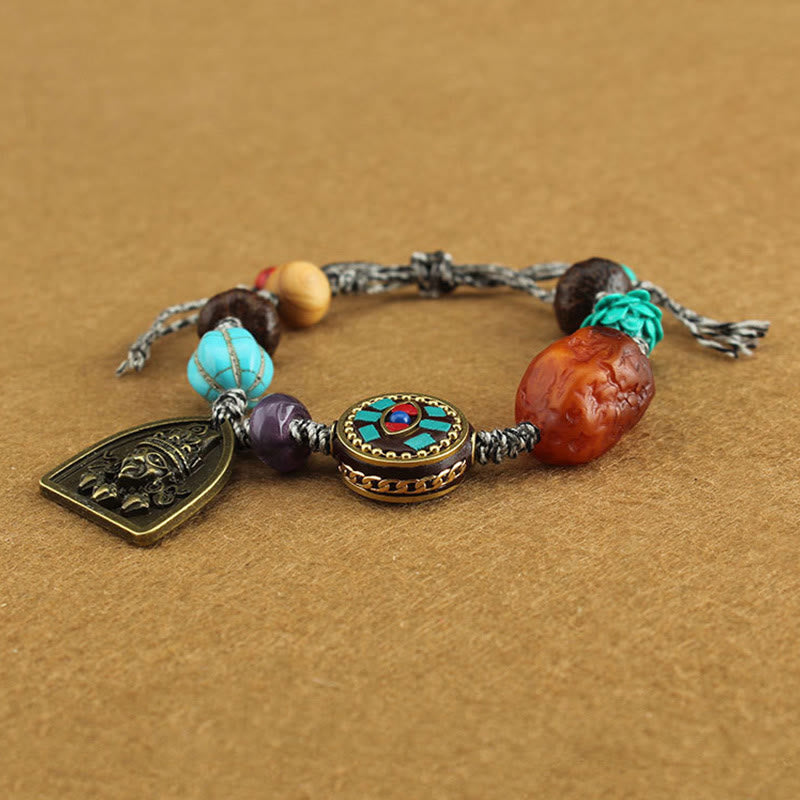 Tibetan Buddha's Eye Turquoise Lotus Zakiram Protection Rope Bracelet - Image 5