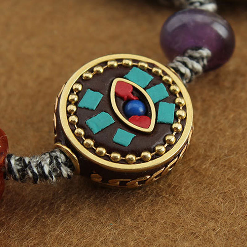 Tibetan Buddha's Eye Turquoise Lotus Zakiram Protection Rope Bracelet - Image 13