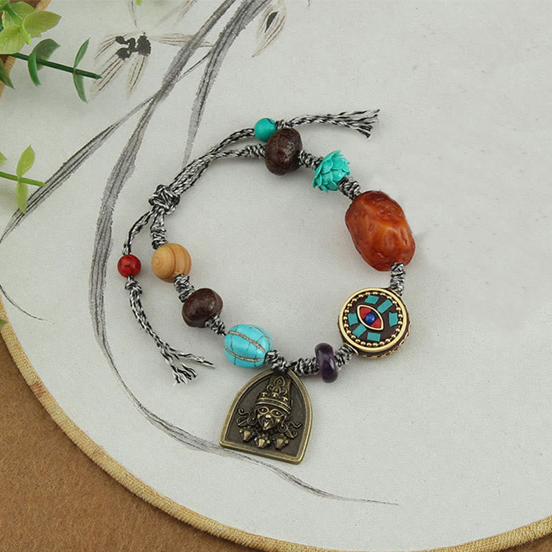 Tibetan Buddha's Eye Turquoise Lotus Zakiram Protection Rope Bracelet - Image 10