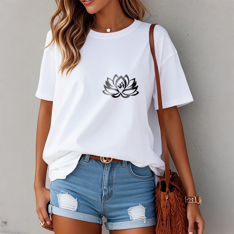 Lotus Flower OM Symbol Design Tee T-shirt - Image 10
