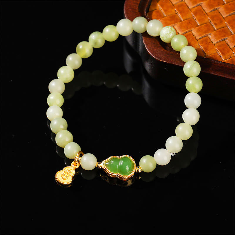 Natural Jade Green Aventurine Gourd Fu Character Luck Bracelet - Image 3