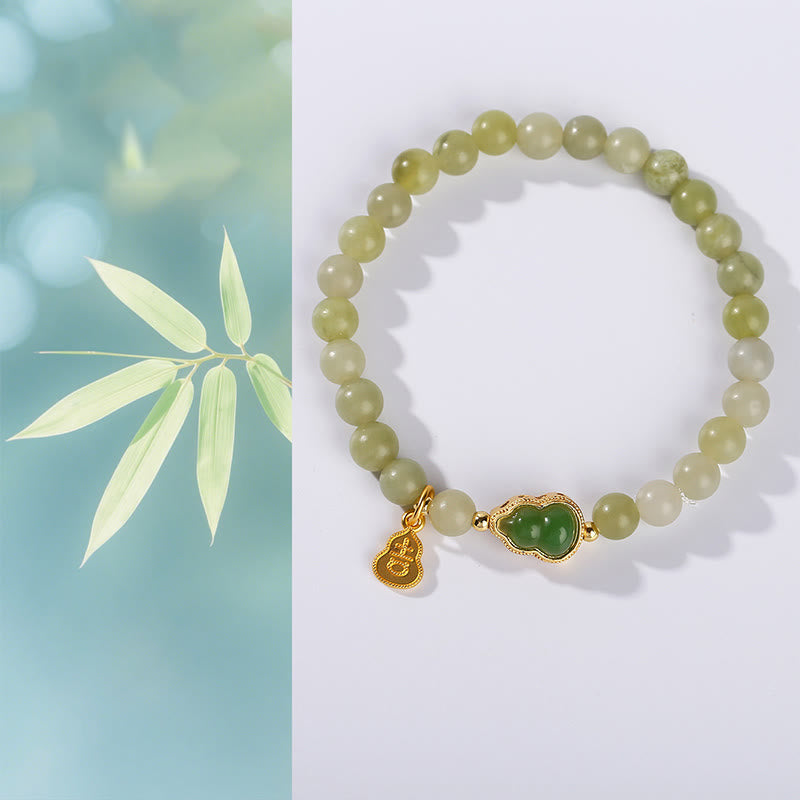 Natural Jade Green Aventurine Gourd Fu Character Luck Bracelet - Image 5