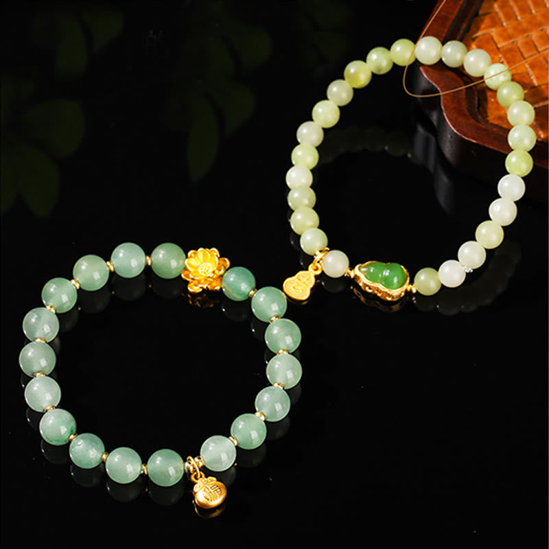Natural Jade Green Aventurine Gourd Fu Character Luck Bracelet - Image 16