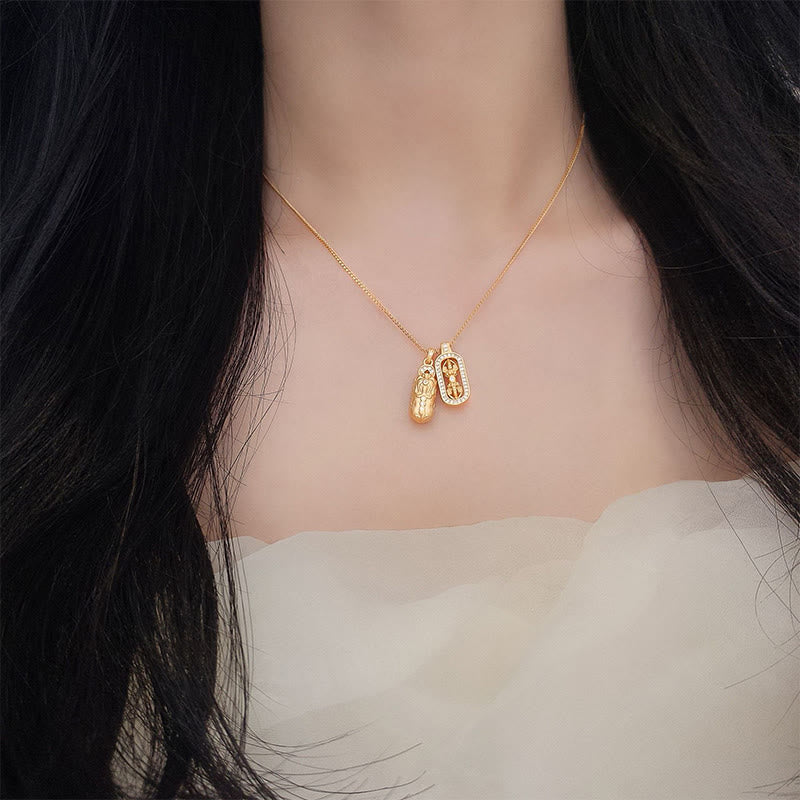 925 Sterling Silver Mini PiXiu Dorje Vajra Wealth Necklace Pendant - Image 3