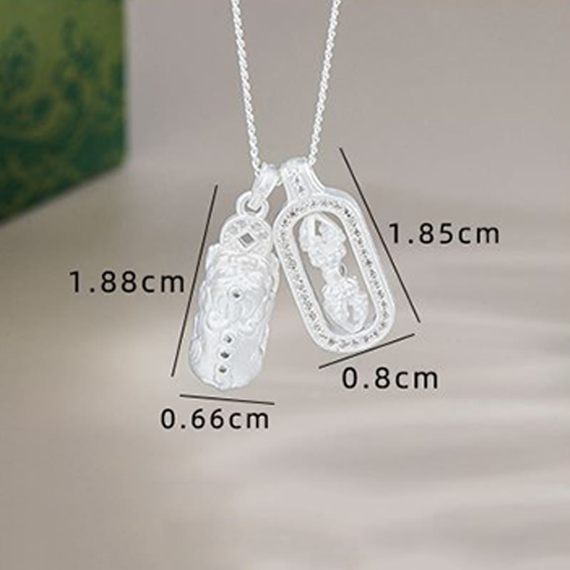 925 Sterling Silver Mini PiXiu Dorje Vajra Wealth Necklace Pendant - Image 11