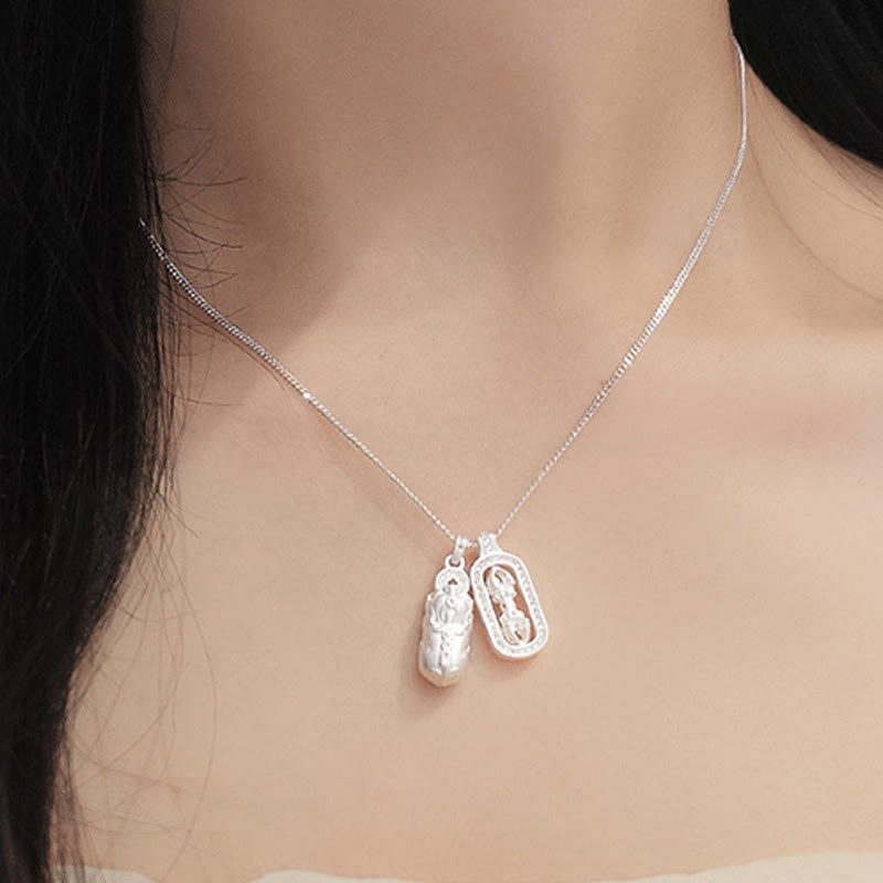 925 Sterling Silver Mini PiXiu Dorje Vajra Wealth Necklace Pendant - Image 10