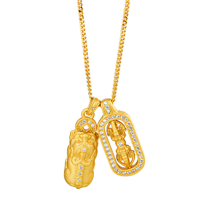 925 Sterling Silver Mini PiXiu Dorje Vajra Wealth Necklace Pendant - Image 4