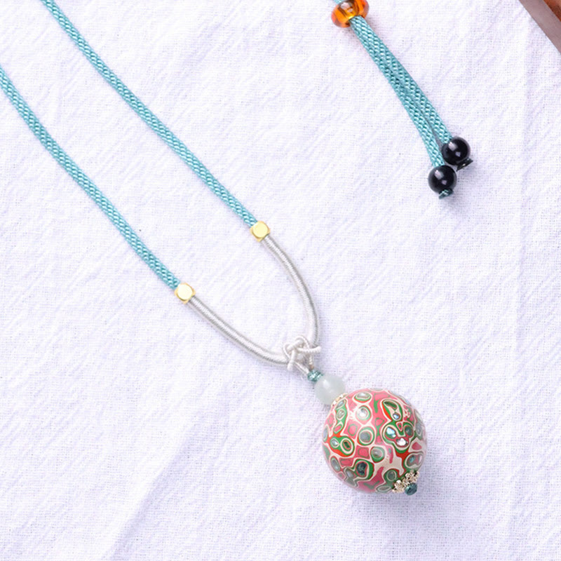 Ebony Wood Colorful Lacquer Craft Bead Calm Necklace Pendant - Image 3