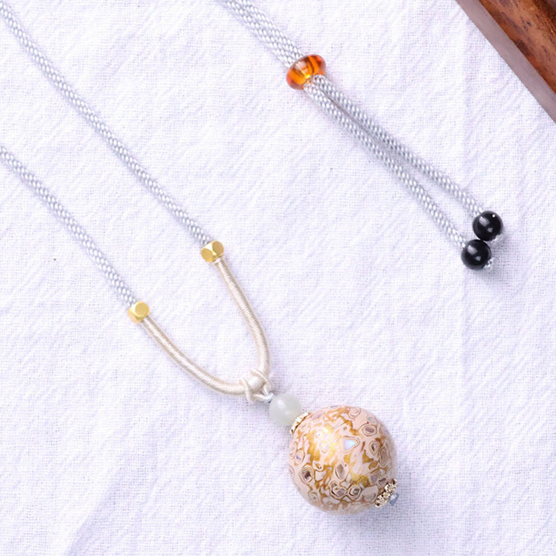 Ebony Wood Colorful Lacquer Craft Bead Calm Necklace Pendant - Image 11