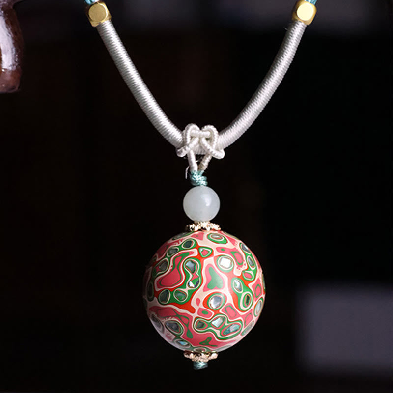 Ebony Wood Colorful Lacquer Craft Bead Calm Necklace Pendant - Image 5