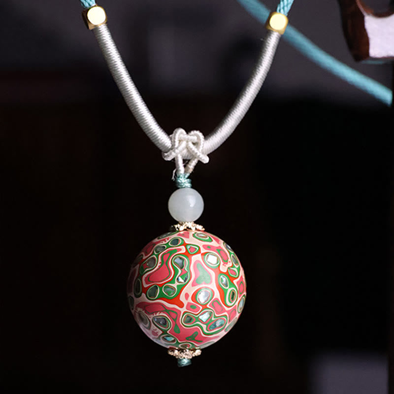 Ebony Wood Colorful Lacquer Craft Bead Calm Necklace Pendant