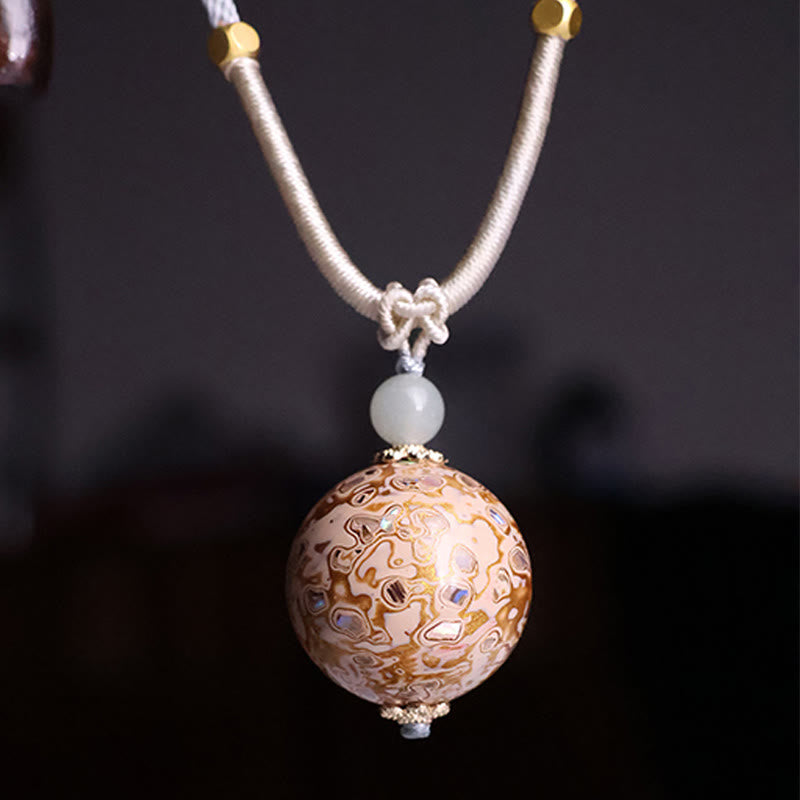 Ebony Wood Colorful Lacquer Craft Bead Calm Necklace Pendant - Image 10