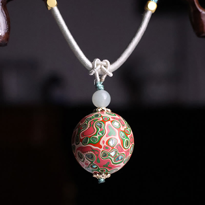 Ebony Wood Colorful Lacquer Craft Bead Calm Necklace Pendant - Image 4