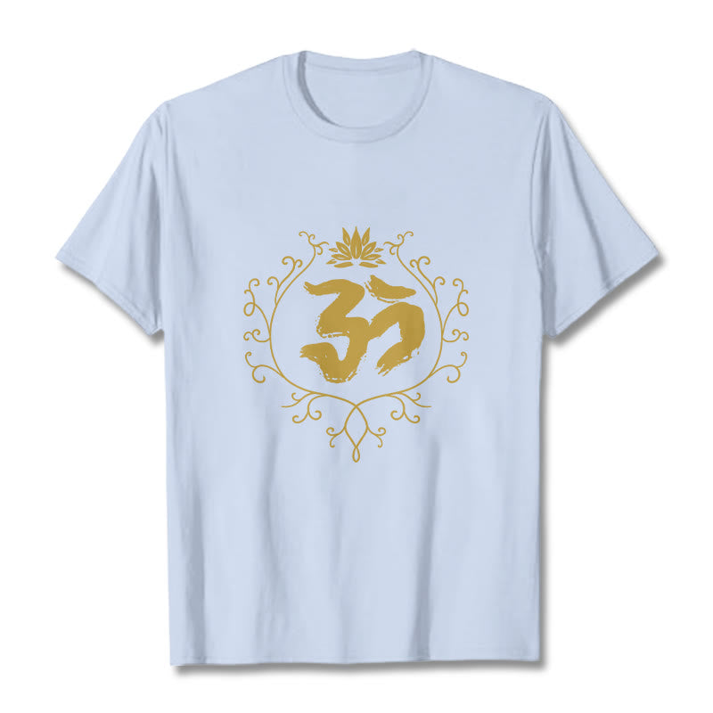 Om Lotus Flower Vine Pattern Meditation Cotton Tee T-shirt - Image 19