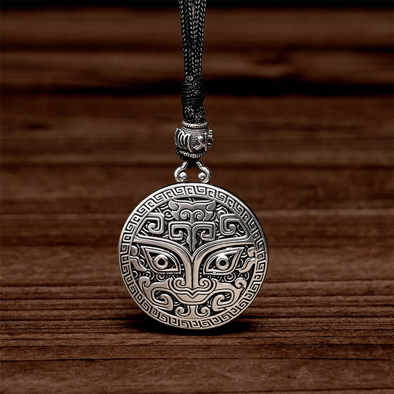 Taotie Om Mani Padme Hum Copper Plated Silver Wealth Necklace Pendant - Image 4