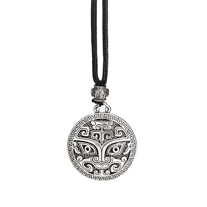 Taotie Om Mani Padme Hum Copper Plated Silver Wealth Necklace Pendant - Image 14