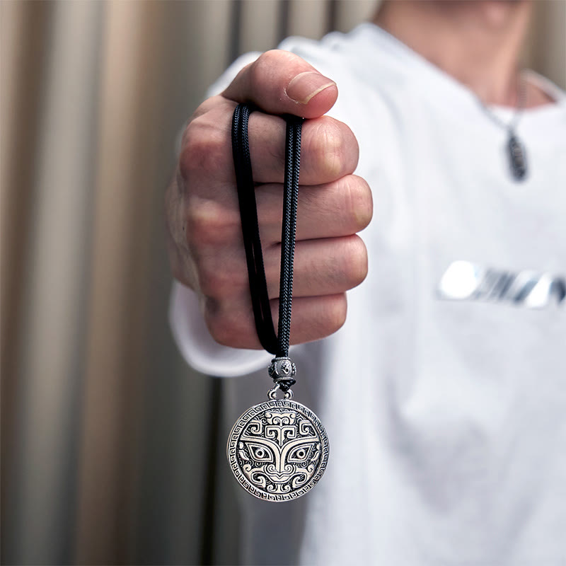 Taotie Om Mani Padme Hum Copper Plated Silver Wealth Necklace Pendant - Image 13