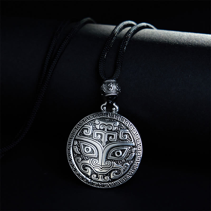 Taotie Om Mani Padme Hum Copper Plated Silver Wealth Necklace Pendant