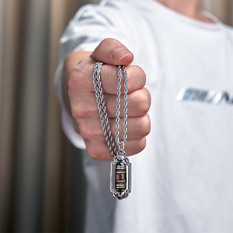 Vintage Om Mani Padme Hum Prayer Wheel Copper Luck Pendant - Image 15