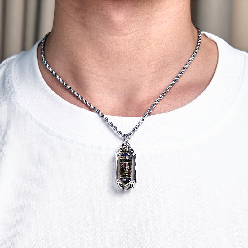 Vintage Om Mani Padme Hum Prayer Wheel Copper Luck Pendant - Image 14