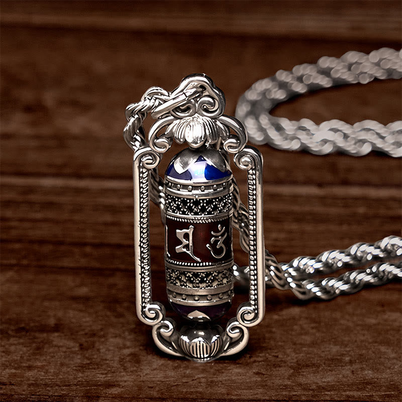 Vintage Om Mani Padme Hum Prayer Wheel Copper Luck Pendant - Image 13