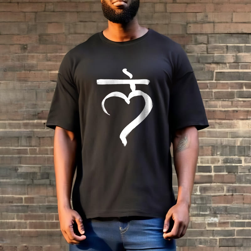 Casual Lam Mantra Sanskrit Cotton Tee T-shirt - Image 3