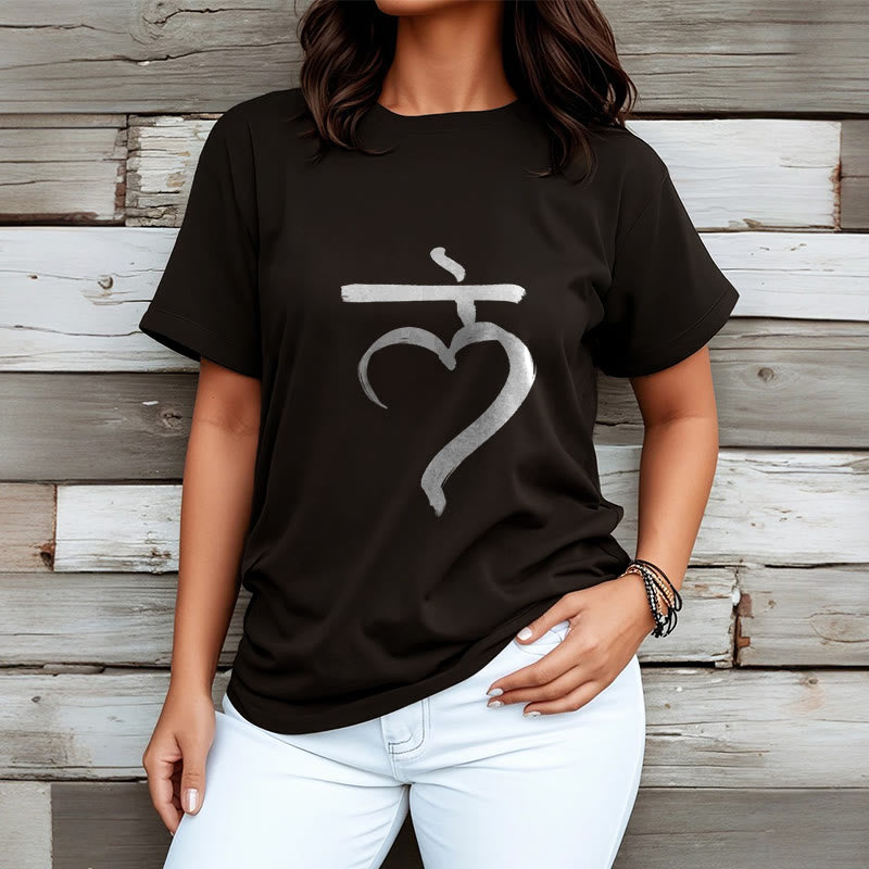 Casual Lam Mantra Sanskrit Cotton Tee T-shirt - Image 4