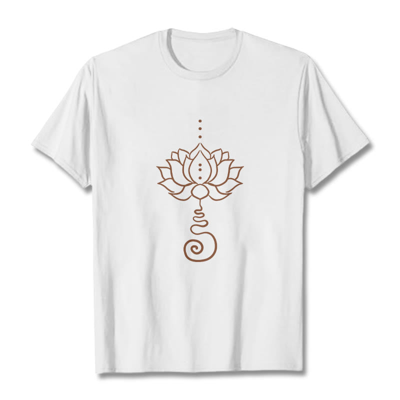 Casual Lotus Design Cotton Tee T-shirt