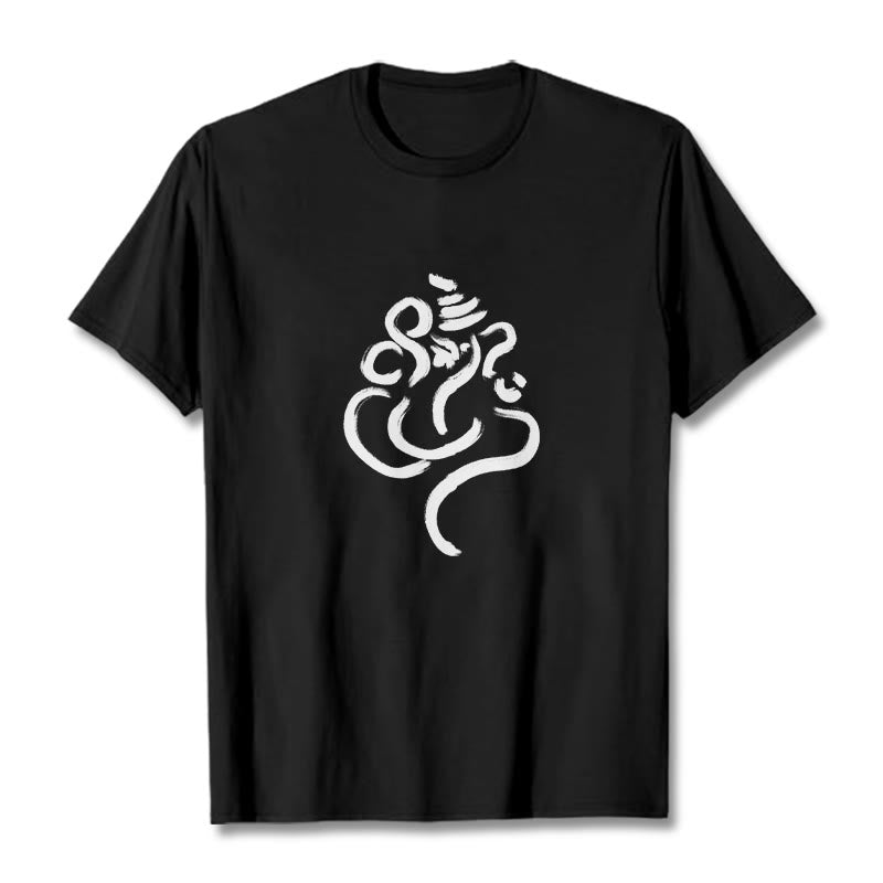 Casual Ganesha Pattern Cotton Tee T-shirt