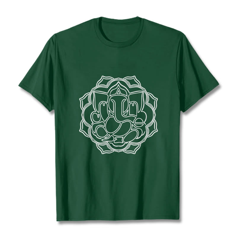 Casual Mandala Design Ganesha Pattern Cotton Tee T-shirt