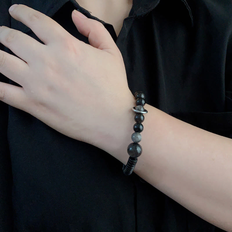 Silver Sheen Obsidian Coconut Shell Protection Bracelet - Image 10