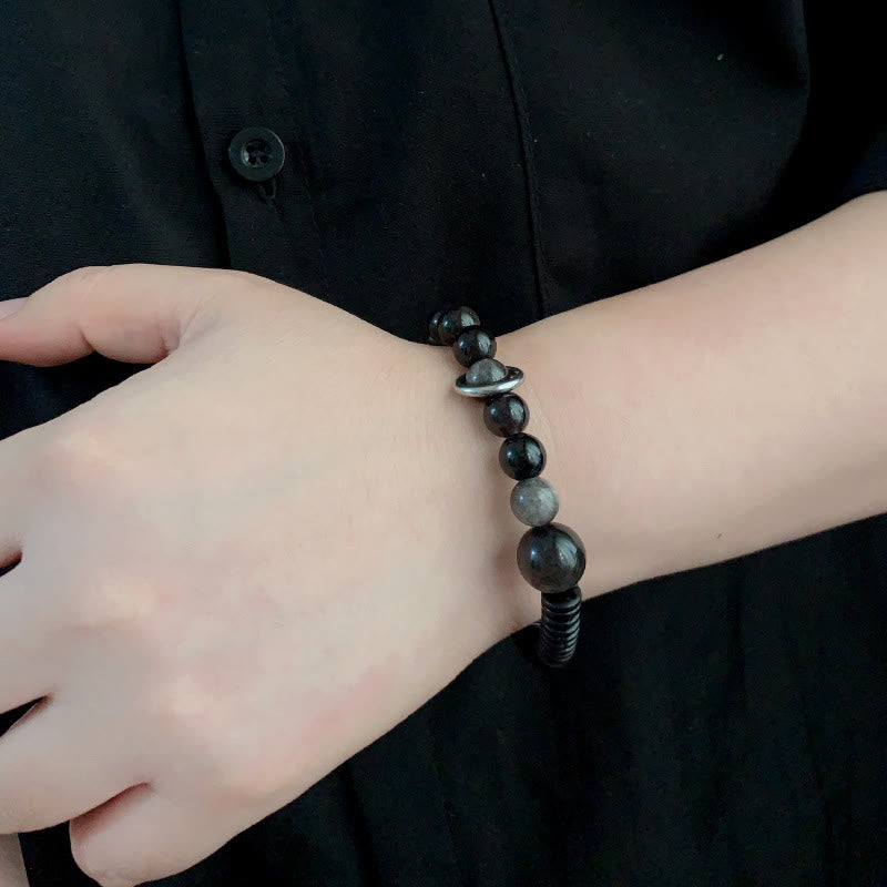 Silver Sheen Obsidian Coconut Shell Protection Bracelet - Image 9