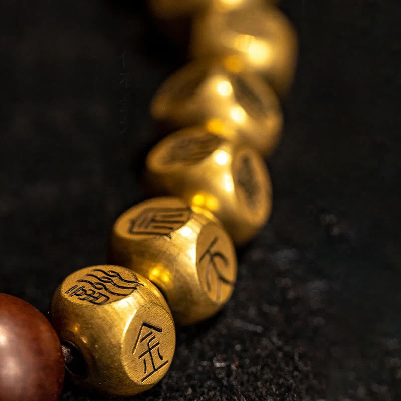 Copper Brass Lightning Struck Jujube Wood Beads Wealth Bracelet - Image 15