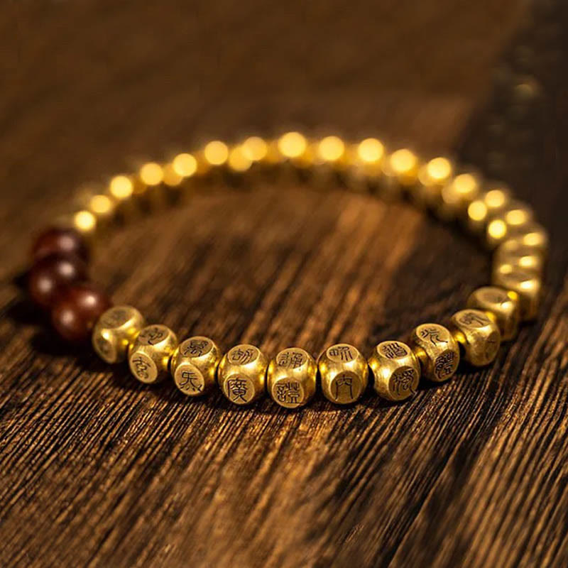 Copper Brass Lightning Struck Jujube Wood Beads Wealth Bracelet - Image 8