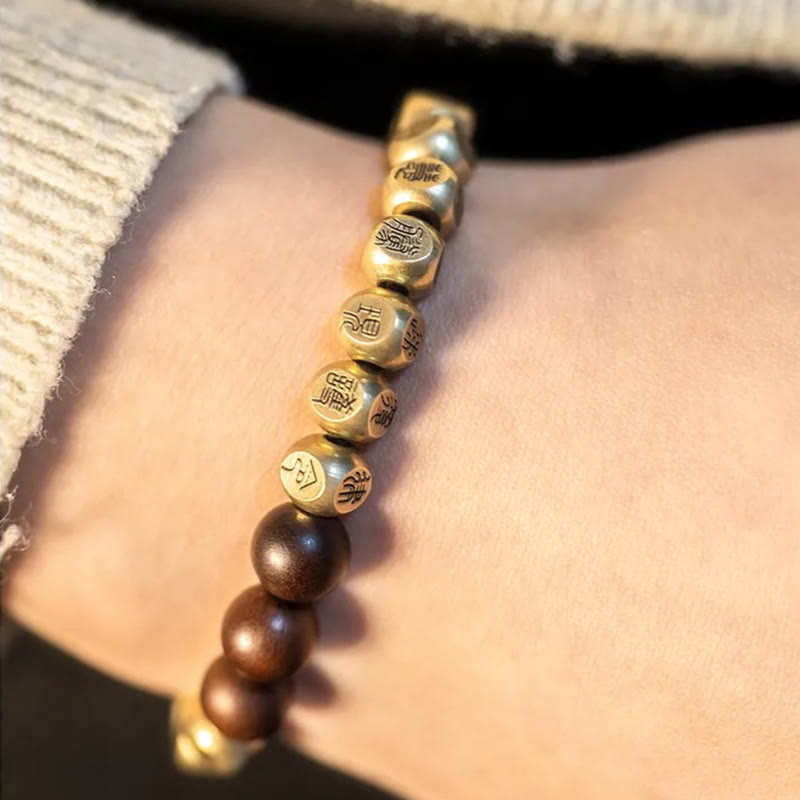 Copper Brass Lightning Struck Jujube Wood Beads Wealth Bracelet - Image 12