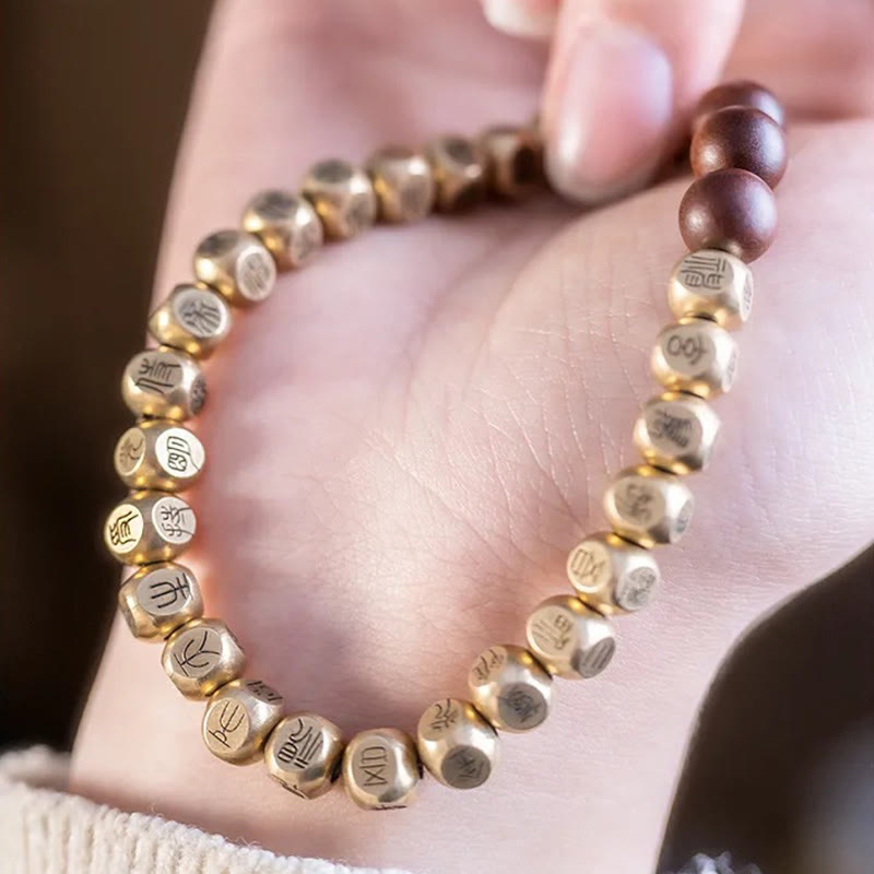 Copper Brass Lightning Struck Jujube Wood Beads Wealth Bracelet - Image 14