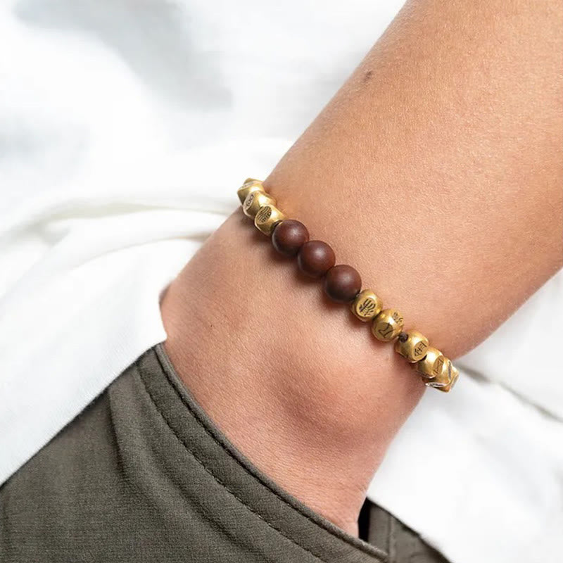 Copper Brass Lightning Struck Jujube Wood Beads Wealth Bracelet - Image 13