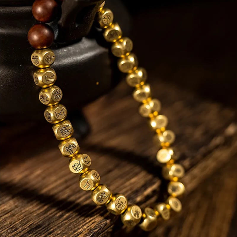 Copper Brass Lightning Struck Jujube Wood Beads Wealth Bracelet - Image 9