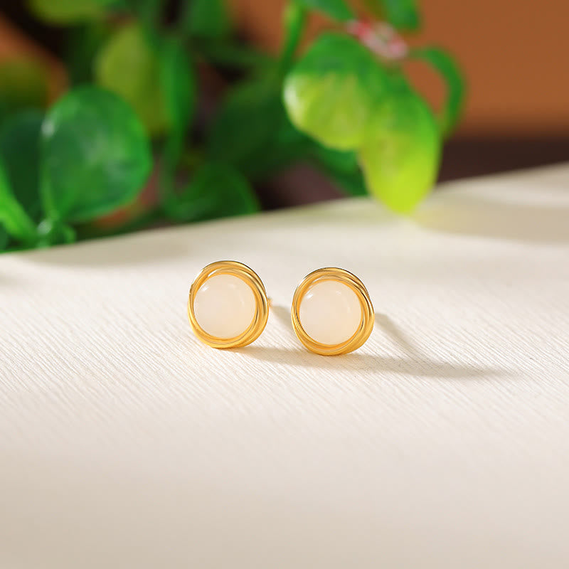 925 Sterling Silver Hetian Jade Agate Amber Luck Earrings - Image 7