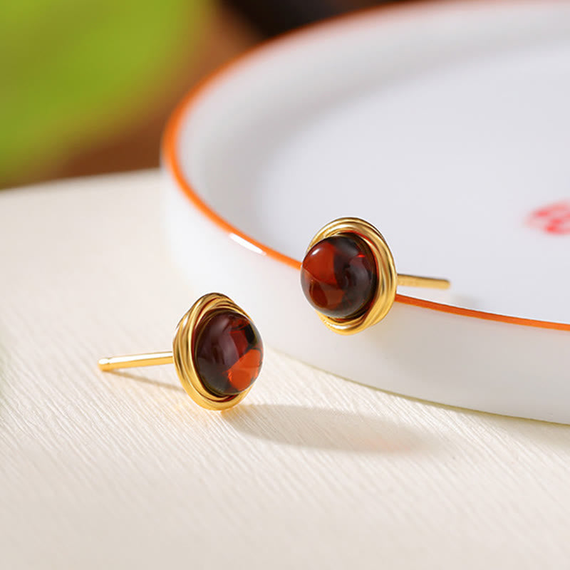 925 Sterling Silver Hetian Jade Agate Amber Luck Earrings - Image 15