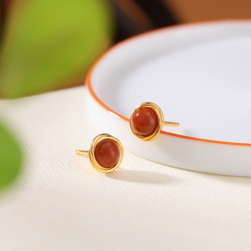 925 Sterling Silver Hetian Jade Agate Amber Luck Earrings - Image 11