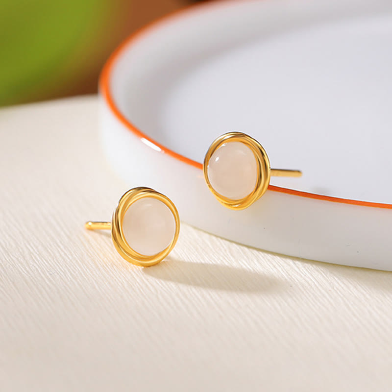 925 Sterling Silver Hetian Jade Agate Amber Luck Earrings - Image 6