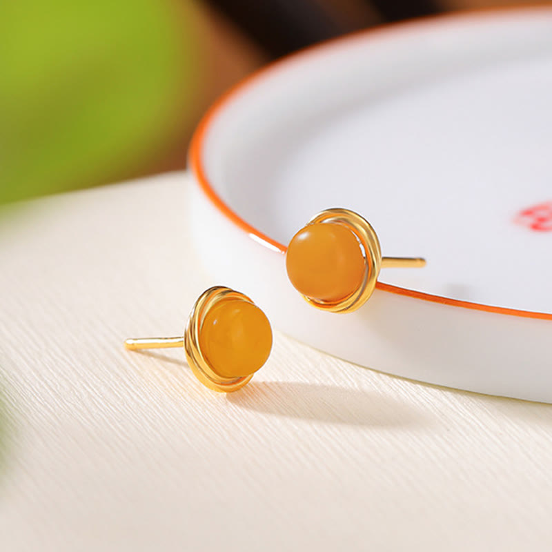 925 Sterling Silver Hetian Jade Agate Amber Luck Earrings - Image 18