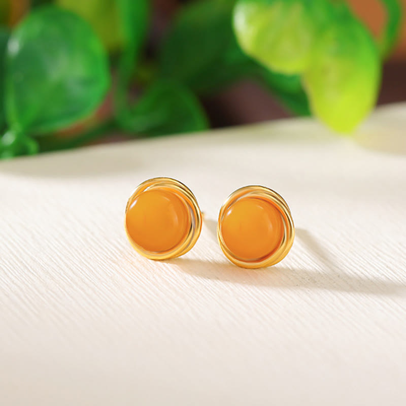 925 Sterling Silver Hetian Jade Agate Amber Luck Earrings - Image 19