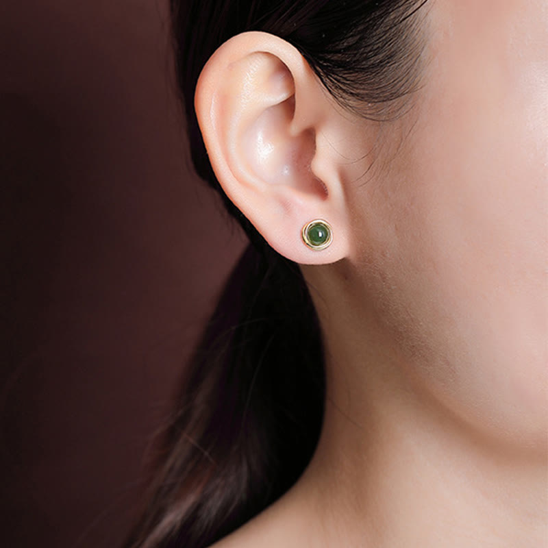 925 Sterling Silver Hetian Jade Agate Amber Luck Earrings - Image 3