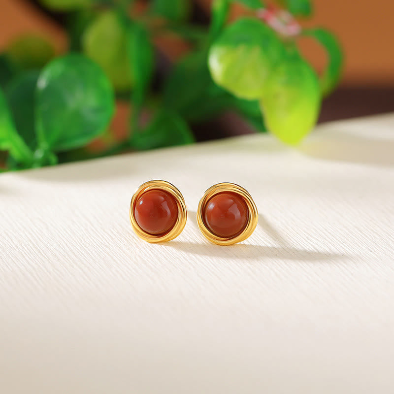 925 Sterling Silver Hetian Jade Agate Amber Luck Earrings - Image 12