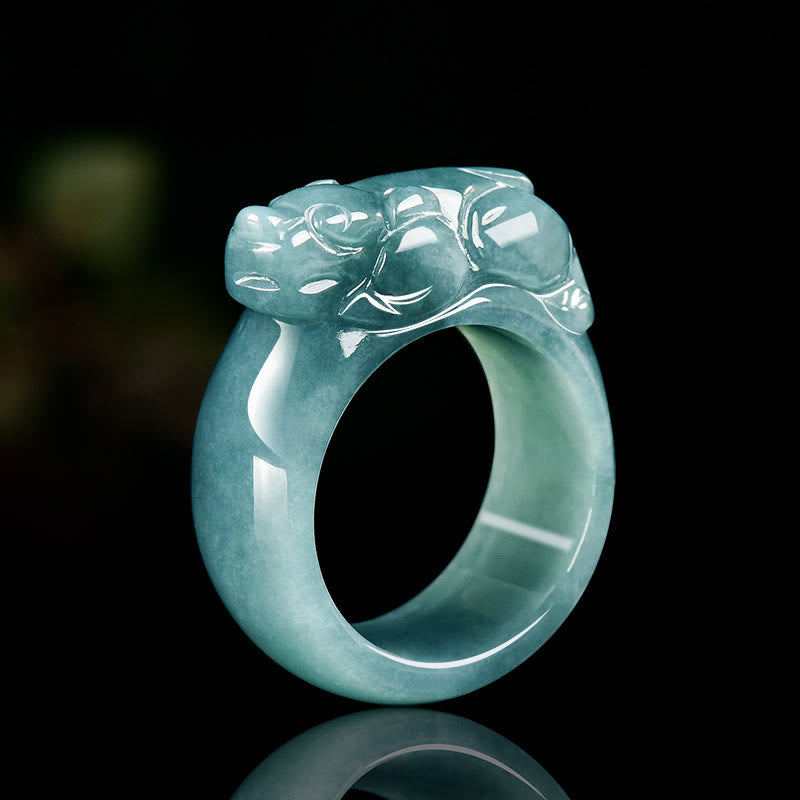 Fengshui Wealth Prosperity Jade PiXiu Luck Ring