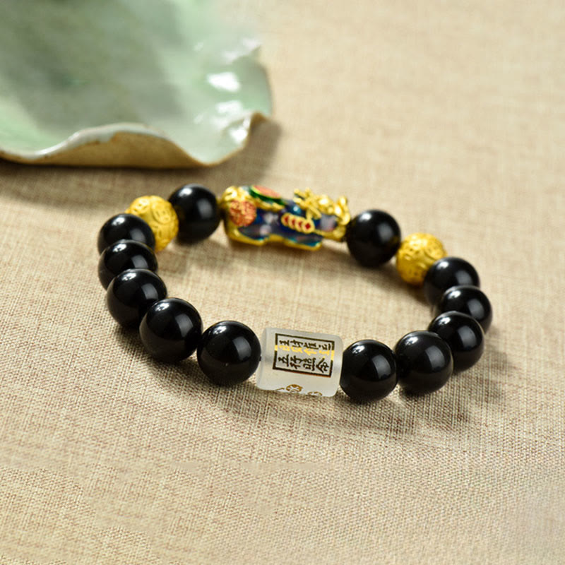 Fengshui Copper Pixiu Rainbow Obsidian Beads Wealth Bracelet - Image 15
