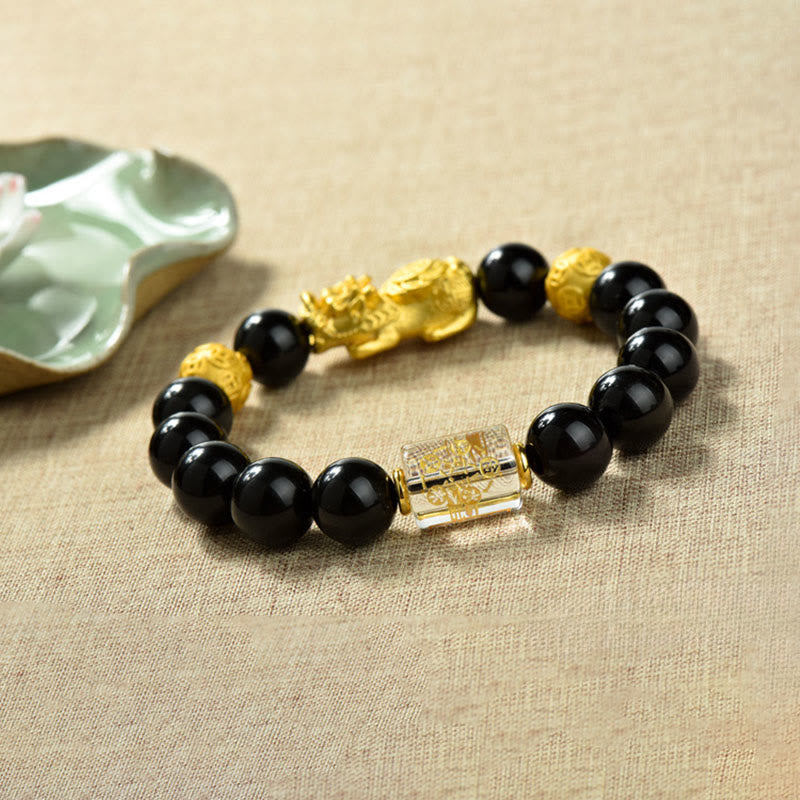 Fengshui Copper Pixiu Rainbow Obsidian Beads Wealth Bracelet - Image 19